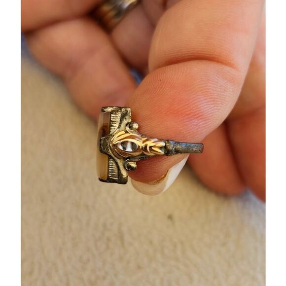 Lot 8 Vintage Jewelry Lot Ring Broochs Seiko Watch Turtle Aztec Charm - Picture 5 of 16